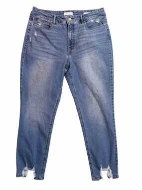 Sofia by Sofia Vergara Adora Curvy Girlfriend Denim Blue Jeans Distressed